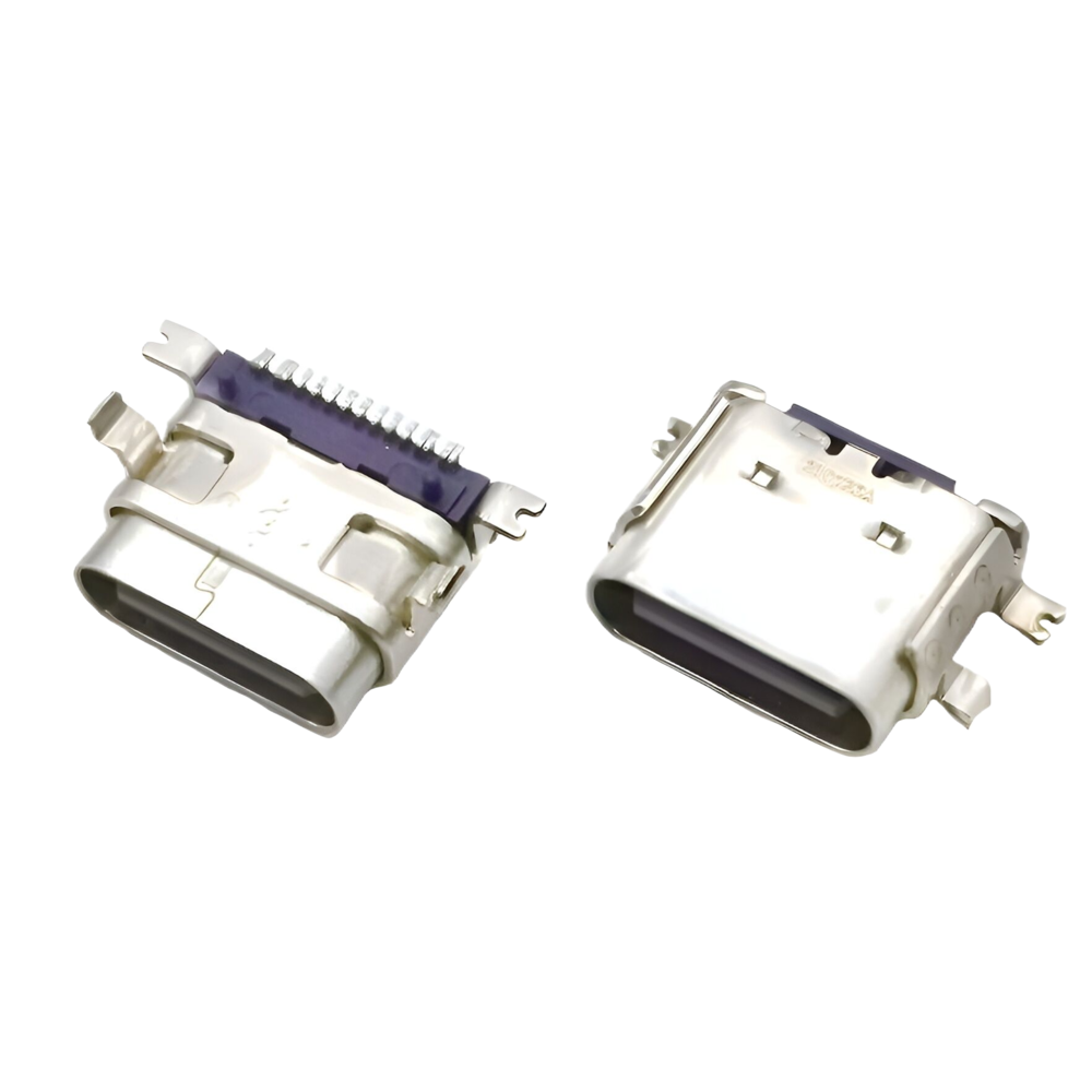 黑膠/紫膠 TYPE C 16P母座 板上SMT 前插后貼 板上H=3.46MM 長(zhǎng)度L=8.1MM（華為66W快充專用）